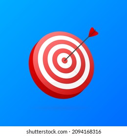 Red arrows reaching the center target. Darts target. Success Business Concept. Vector illustration.