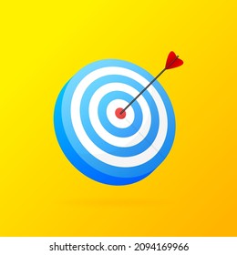 Red arrows reaching the center target. Darts target. Success Business Concept. Vector illustration.