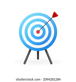 Red arrows reaching the center target. Darts target. Success Business Concept. Vector illustration.