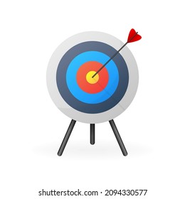 Red arrows reaching the center target. Darts target. Success Business Concept. Vector illustration.