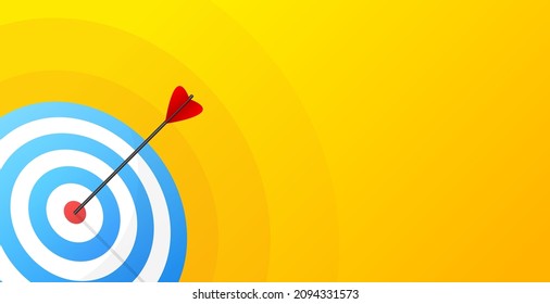 Red arrows reaching the center target. Darts target. Success Business Concept. Vector illustration.