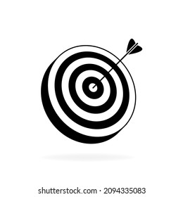 Red arrows reaching the center target. Darts target. Success Business Concept. Vector illustration.