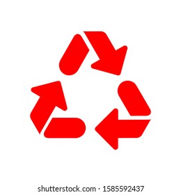 Red arrows recycle eco symbol vector illustration isolated on white background. Recycled sign
