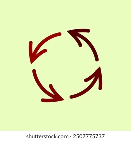 Red arrows set. Curved arrows. Arrow sign. Flat style icons