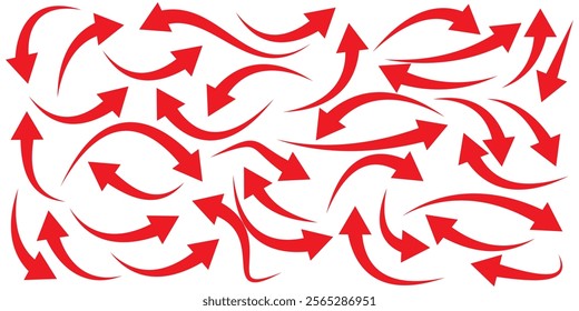 Red arrows set. Curved arrows. Arrow sign. Flat style icons. Set of red curve arrow icon vector . 