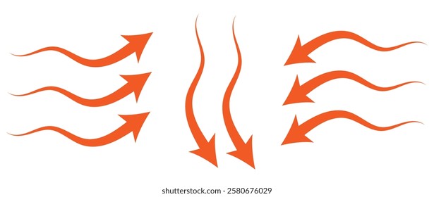 red arrows set. Curved arrows. Arrow sign. Flat style icons. Arrow Direction Icons,  eps10