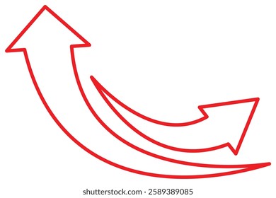 Red arrows set. Curved arrows. Arrow sign. Curved arrow pointing up. Red curve arrow. Vector illustration editable icons. Arrow icon for your web site design, logo, app, UI. Vector illustrator. 888