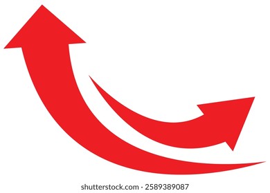 Red arrows set. Curved arrows. Arrow sign. Curved arrow pointing up. Red curve arrow. Vector illustration editable icons. Arrow icon for your web site design, logo, app, UI. Vector illustrator. 888