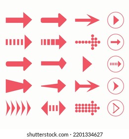 Red arrows set icon, arrow vector collection, arrow style and model, eps10