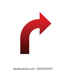 Red arrows shape curved circular form right direction arrow