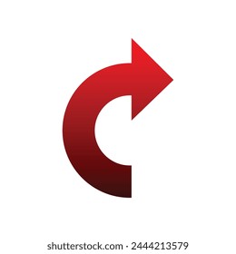 Red arrows shape curved circular form face right direction arrow