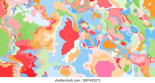 Red Art Light Soft Gelb Green Map Illustration. Blauer, orangefarbener Hintergrund. Grunge Regenbogen Mode Textile Original Plane Ansicht. Rosa Detaillierte moderne, mehrfarbige Pastellfarben.