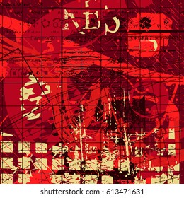 red artistic neo-grunge style abstract backgrounds, made with hand drawn textures and brushes