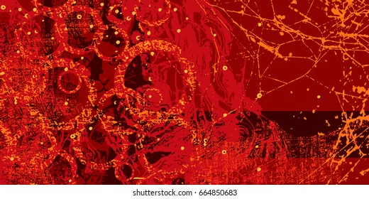 red artistic neo-grunge style abstract backgrounds, made with hand drawn textures and brushes