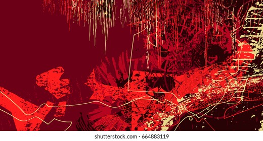 red artistic neo-grunge style abstract backgrounds, made with hand drawn textures and brushes