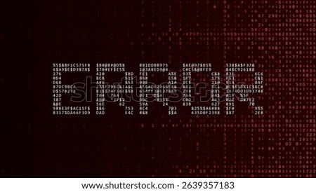 Red ASCII Art ERROR Word Made from Random Letters and Numbers. Dark Binary Code Error. Concept of Protected Digital Data Leak. Hacker Attack Database Malware. Cyber Security Vector Background.