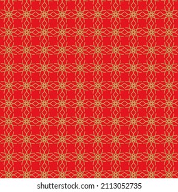 Red Asia Pattern. Gold Japanese Element Texture. Yellow Asian East Pattern. Red Vector Seamless Design. Red Chinese Asia Background. Japan Korean New Year Background. Chinese Seamless China Pattern.