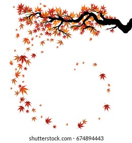 Red asian autumn maple branch for design banner, ticket, leaflet, card, poster and so on.