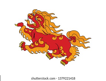 Red Asian Dragon vector. Tibetan red dragon. Mythical dragon on a white background. Red dragon clip art