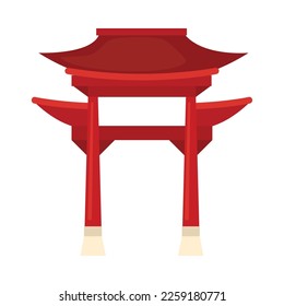 red asian pagoda arch icon