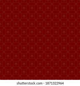 Patrón de círculos asiáticos rojos sin costuras. Patrón de oro japonés. Ilustración vectorial de ornamento.