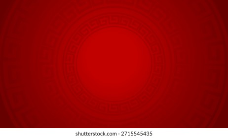 Red Asian wallpaper background featuring a subtle circular geometric key ring motif inspired by traditional oriental patterns. Suitable for luxury branding, festive packaging, Lunar New Year visuals