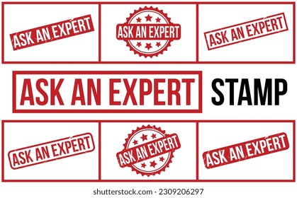 Red Ask An Expert Rubber Stamp Set Vector