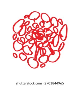 red Asoka flower hand drawn