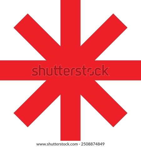 Red asterisk footnote icon. Password, parol sign. Flat icon of asterisk isolated on white background. Vector illustration. Star note symbol for more information	
