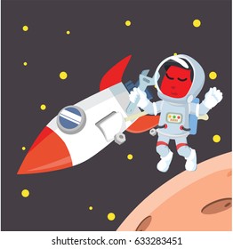 Red Astronaut Fixing Rocket Stock Vector (Royalty Free) 633283451 ...