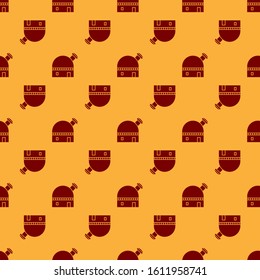 Red Astronomical observatory icon isolated seamless pattern on brown background.  Vector Illustration