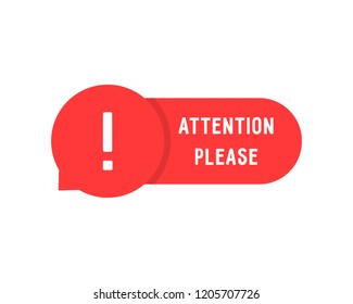 red attention please bubble isolated on white. flat simple style trend modern error logotype graphic art design element. concept of web urgent message or caution info like very important popup