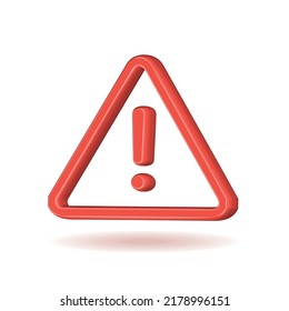 Red Attention sign with exclamation mark in triangle. Attention, warning icon - 3d rendering.