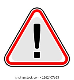 Red attention sign triangular shape with exclamation mark point. Warning icon hazard sign in flat style. This design graphic element is saved as a vector illustration in the EPS file format.