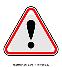 Red attention sign triangular shape with exclamation mark point. Warning icon hazard sign in flat style. This design graphic element is saved as a vector illustration in the EPS file format.