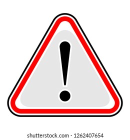 Red attention sign triangular shape with exclamation mark point. Warning icon hazard sign in flat style. This design graphic element is saved as a vector illustration in the EPS file format.