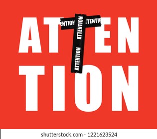 red attention tape forming caution word illustration