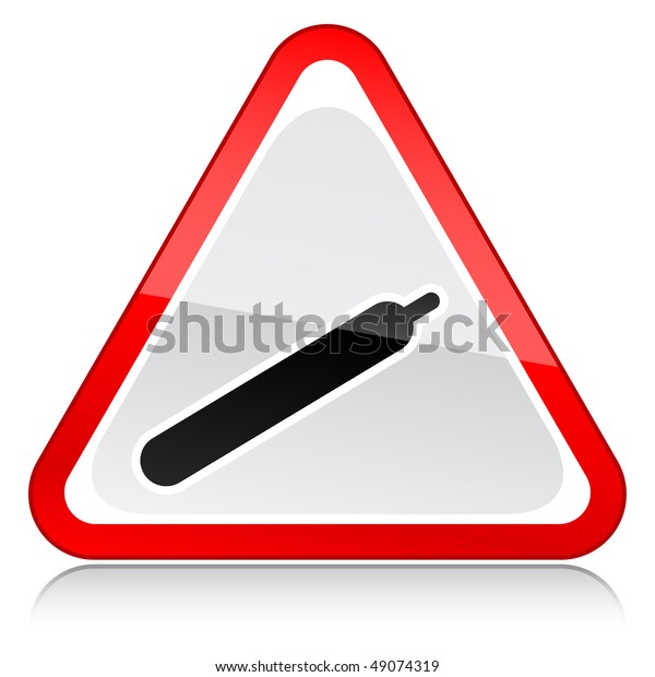 Red\
attention warning sign with gas symbol on\
white