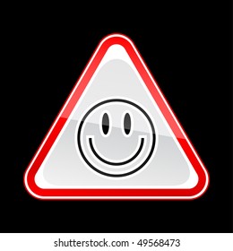 Red Attention Warning Sign Smiley Face Stock Vector (Royalty Free ...