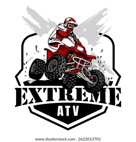 red ATV extreme action sport logo illustration design vector