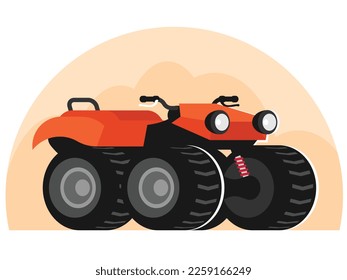 ATV rojo. Vehículo todo terreno de cuatro ruedas. Quad bike. Cuatriciclo. Ilustración del vector