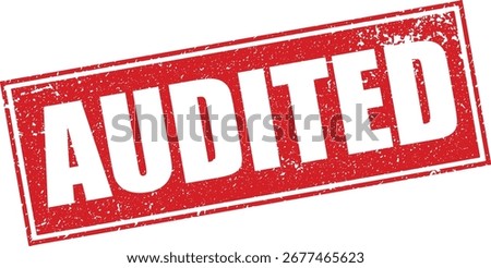 Red Audited Rubber Stamp Word Text Written in Reverse Grunge Vector in Sharp Border, Vintage, Transparent Background
