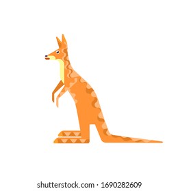 Red Australian Kangaroo. Vector illustration on a white background. Flat design.