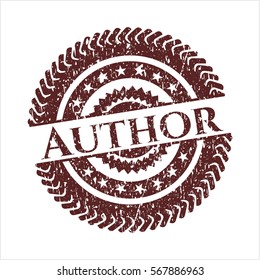 Red Author distress rubber stamp with grunge texture