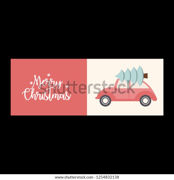 Red auto with\
christmas tree on roof. Christmas banner design. Happy new year eve\
poster. Christmas cards, headers website. Newsletter designs, ads,\
coupons, social media\
banner
