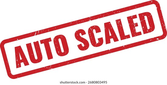 Red Auto Scaled Grunge Rubber Stamp on White Background Indicating Capacity Adjusted
