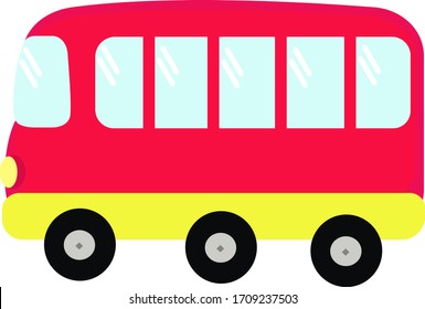 Red autobus, illustration, vector on white background