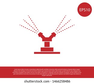 Red Automatic irrigation sprinklers icon isolated on white background. Watering equipment. Garden element. Spray gun icon.  Vector Illustration