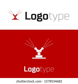 Red Automatic irrigation sprinklers icon isolated on white background. Watering equipment. Garden element. Spray gun icon. Logo design template element. Vector Illustration