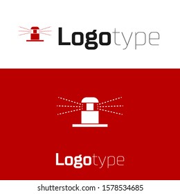 Red Automatic irrigation sprinklers icon isolated on white background. Watering equipment. Garden element. Spray gun icon. Logo design template element. Vector Illustration